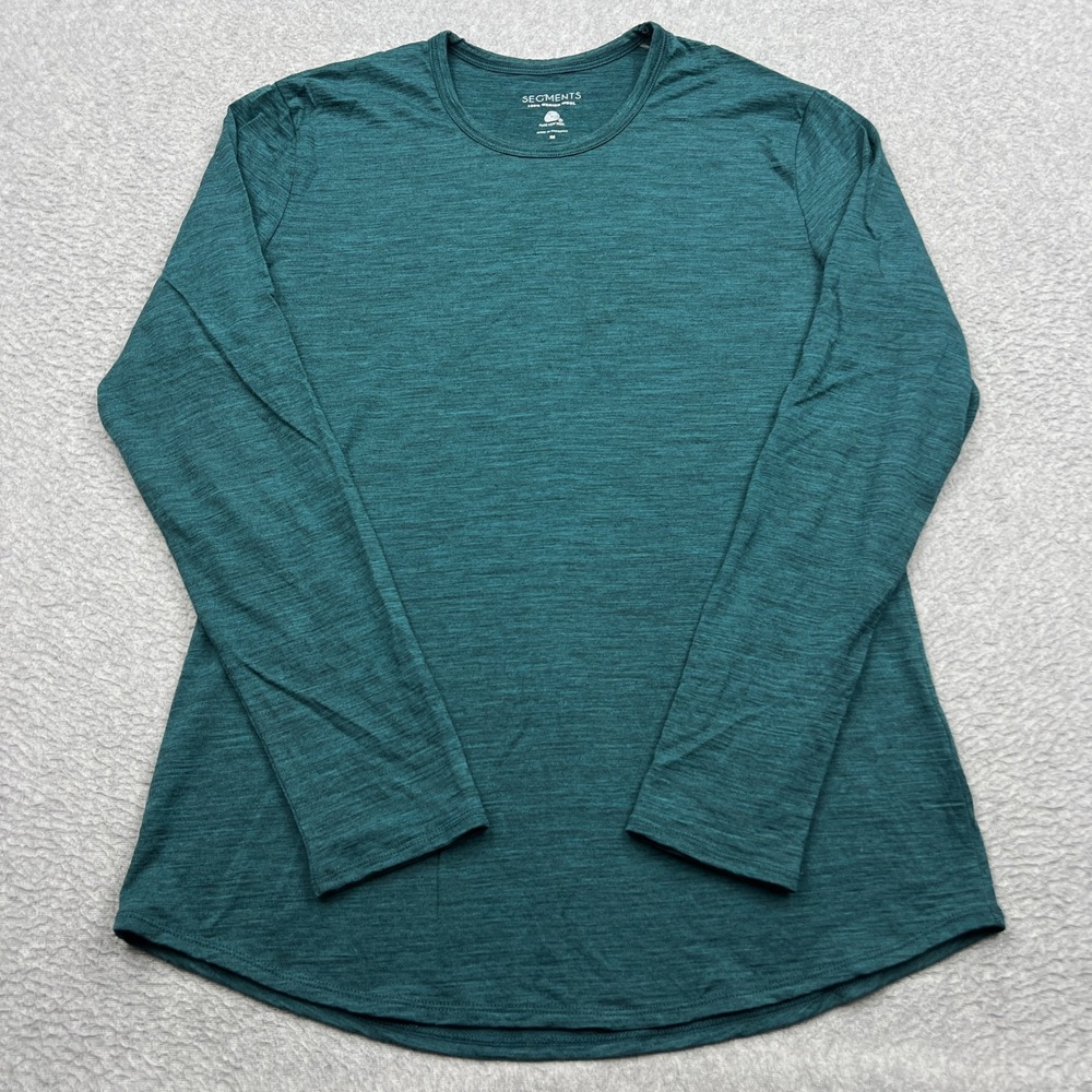 Segments Shirt Womens Medium Teal 100% Merino Wool Long Sleeve Base Layer Top